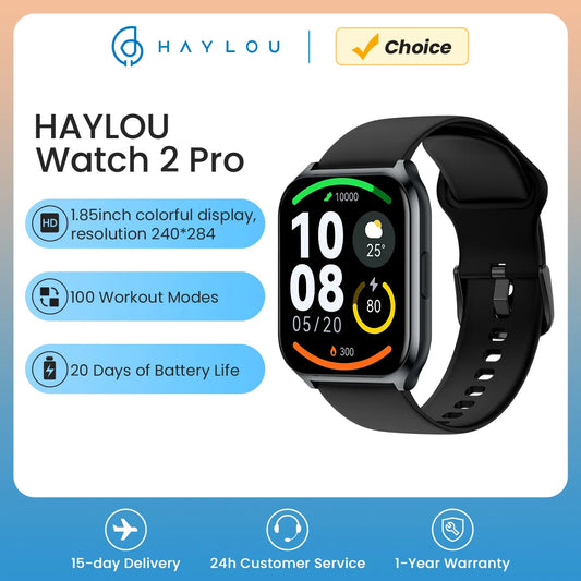 Reloj inteligente HAYLOU Watch 2 Pro (LS02 Pro) pantalla HD de 1,85 pulgadas Monitor de ritmo cardíaco SpO2 100 modos de entrenamiento reloj inteligente para hombres y mujeres